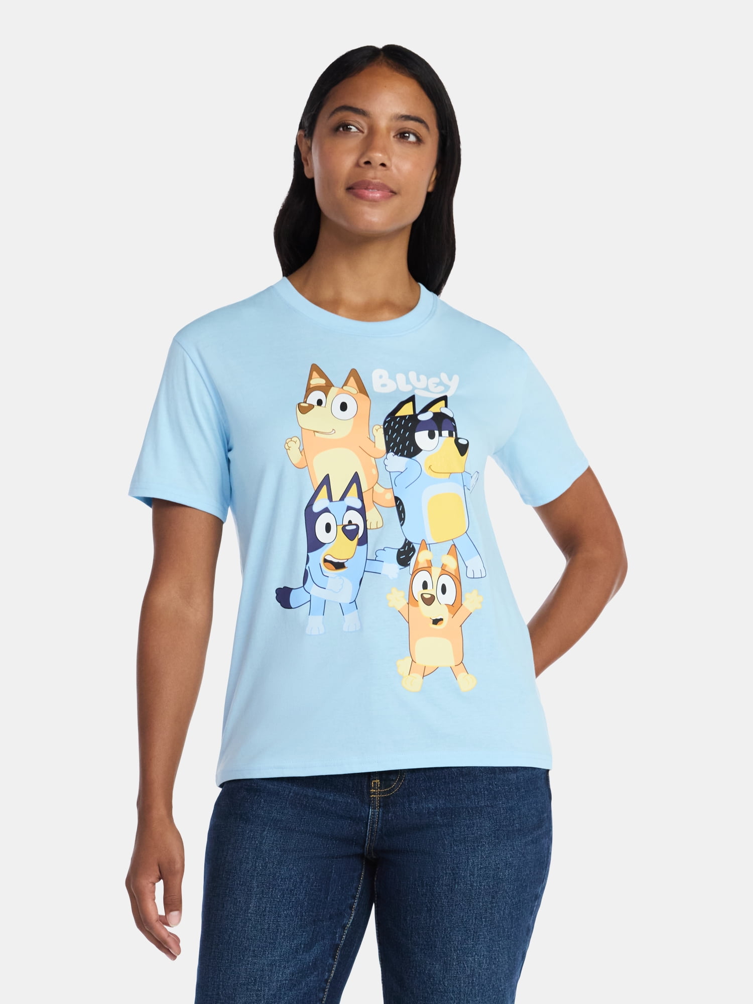 Bluey Women s Graphic Tee with Short Sleeves Sizes XXS XXL