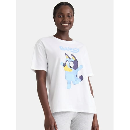 Bluey Women’s Jump Pose Graphic Tee with Short Sleeves, Sizes XXS-XXL
