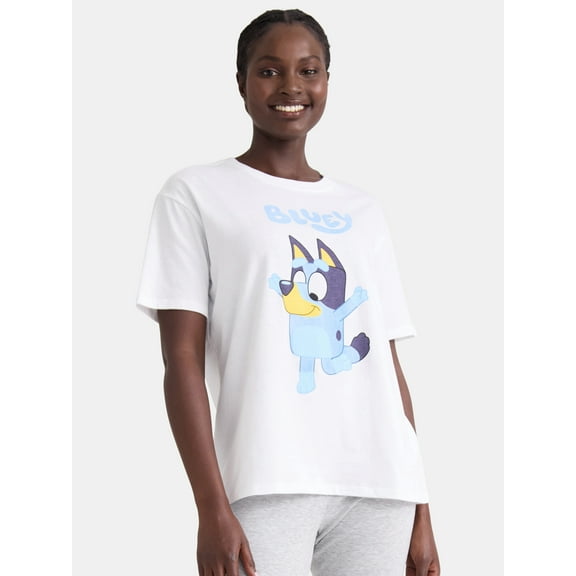 Bluey Women’s Jump Pose Graphic Tee with Short Sleeves, Sizes XXS-XXL