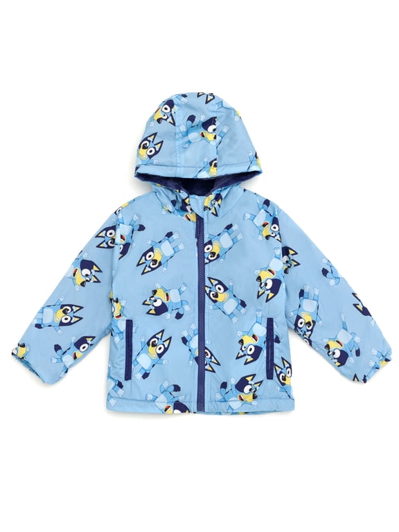 Baby Boy or Girl Hooded Rain Jacket with Front Pockets Light Blue Bluey