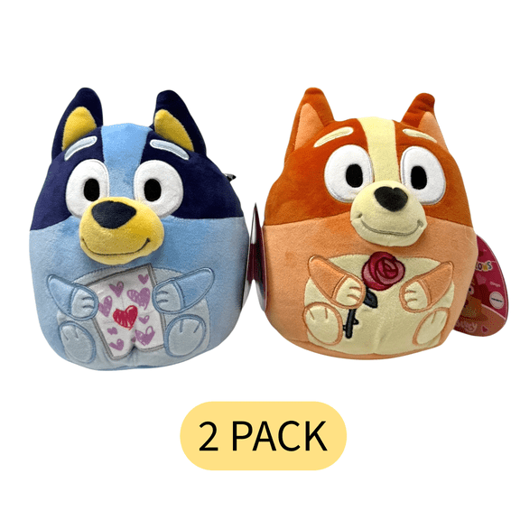 Bluey and Bingo 7" Squishmallows Valentine Set, Soft and Huggable