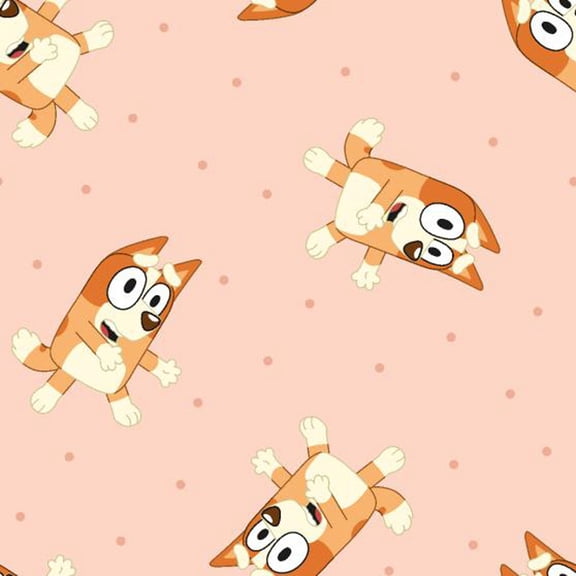 Bluey Movie Cartoon Talking Dog Pet Children's Peach Cotton Fabric by the Yard