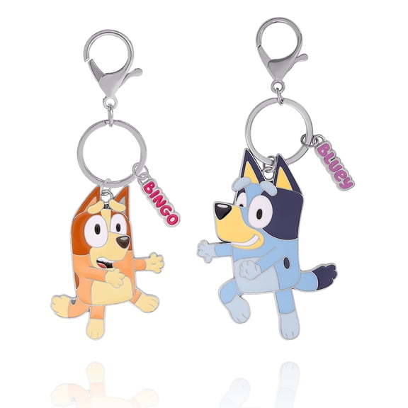 Bluey and Bingo Enamel Charm Keychains - 2 Pack Set