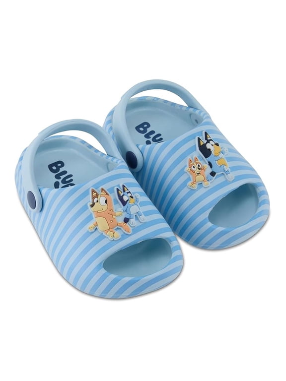 and Bingo Kids EVA Clog for Kids, Chilli & Bingo Molded Open Toe EVA Clog Sandals Slippers for Boys Blue Stripe - 10