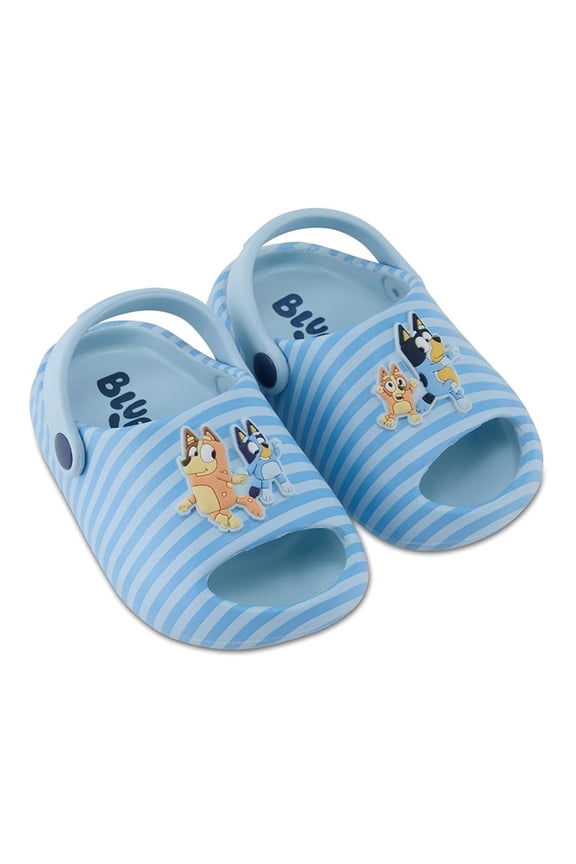and Bingo Kids EVA Clog for Kids, Chilli & Bingo Molded Open Toe EVA Clog Sandals Slippers for Boys Blue Stripe - 7