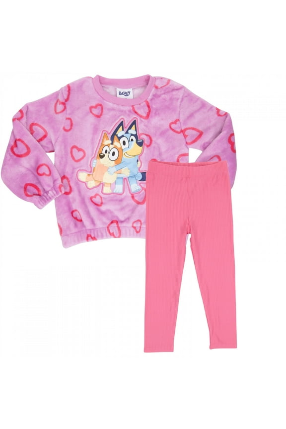 882435-size5 Bingo Lots of Love Girls Crew & Leggings Set - Size 5 - 2 Piece