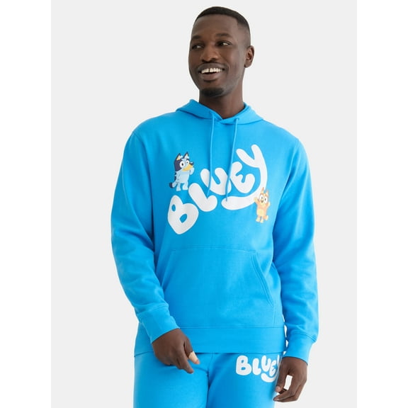 Bluey and Bingo Men's Graphic Print Hoodie with Long Sleeves, Sizes S-3XL