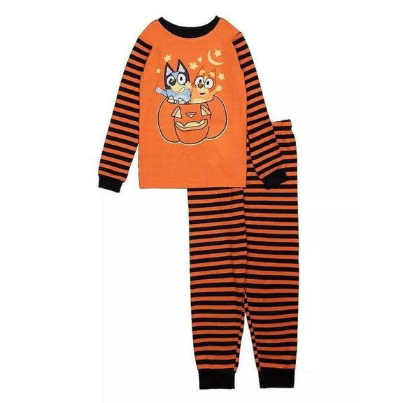 Bluey and Bingo Toddler Boy's, Girl's Halloween Pumpkin Pajama Set, Size 6