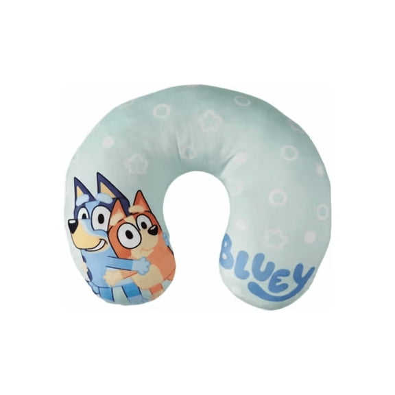 Bluey by Jay Franco Support Kids U-Shape Polyester Travel Pillow, Bluey and Bingo Pattern