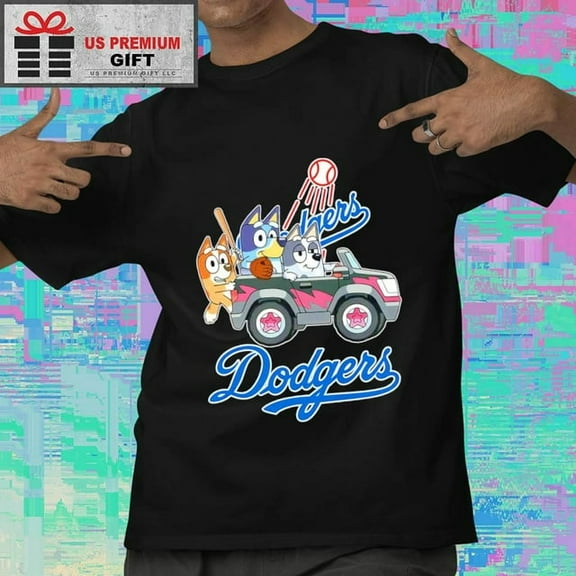 Bluey drive a car Los Angeles baseball logo shirt