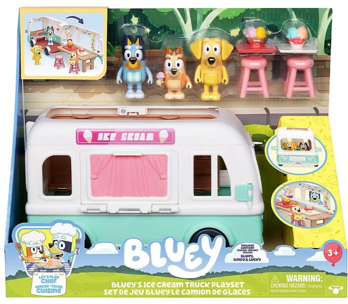 Bluey's Ice Cream Truck Transforming Playset (Includes Bluey, Bingo & Lucky!)