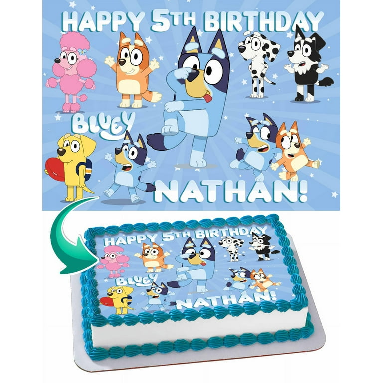 Bluey 4 Birthday Banner Personalized Party Backdrop Decoration –  Ediblecakeimage