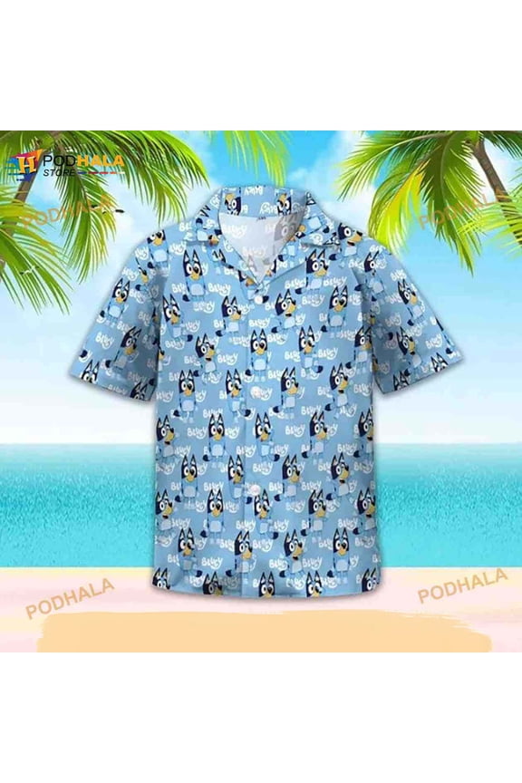 Blueydad Mum Family Characters Hawaiian Birthday Shirt