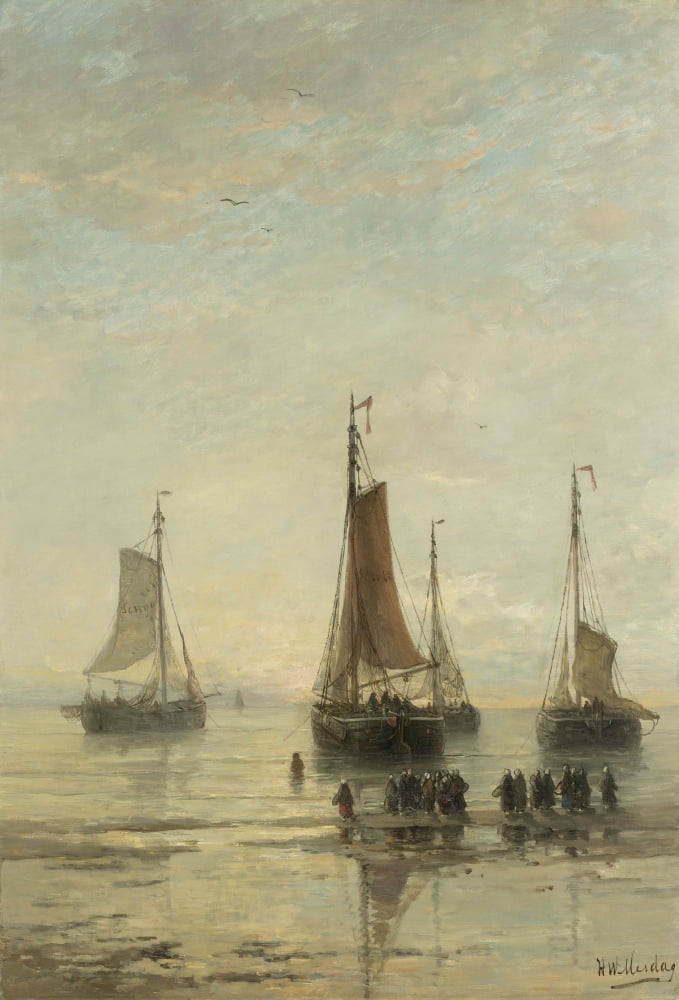 Bluff-Bowed Scheveningen Boats At Anchor Canvas Art - (24 x 36)