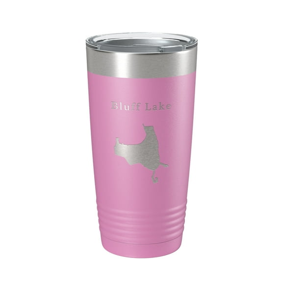 Bluff Lake Map Tumbler Travel Mug Insulated Laser Engraved Coffee Cup Illinois 20 oz Light Purple
