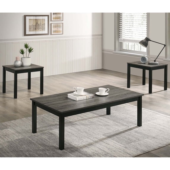 Bluff Modern Wood 3-Piece Coffee Table Set with 2 End Tables, Gray