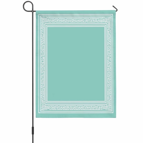 Bluish Green Abstract Art Garden Flag 12 x 18 Inches, Geometric Greek Key Country Farm Weather Proof Outdoor Patio Flags Double Sided Small Garden Decoration for Yard Outside Home