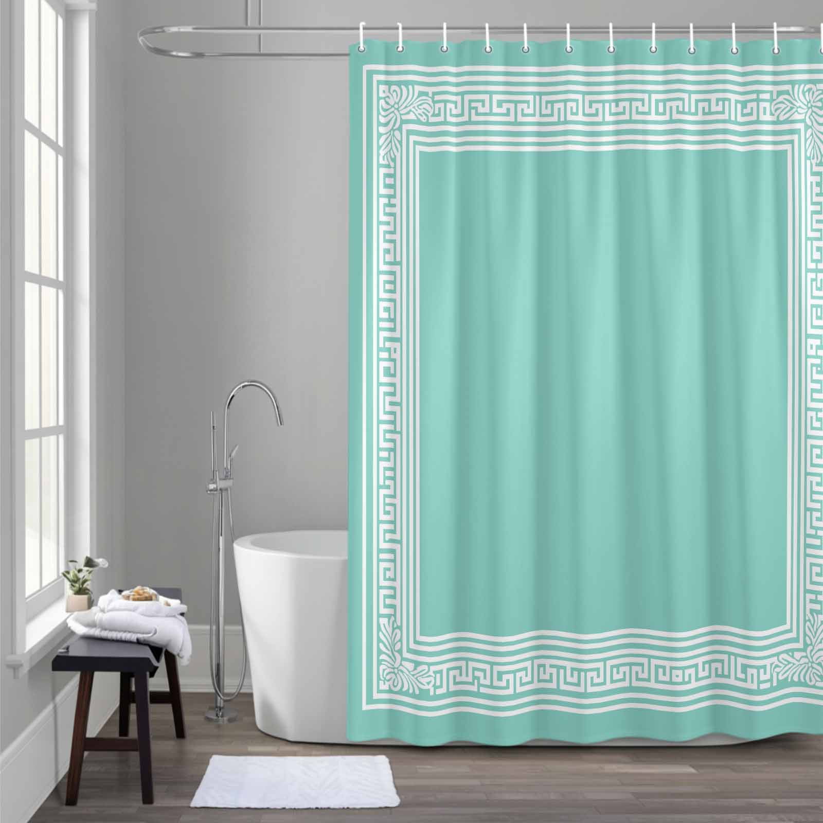 Photo inspiration: Fresh Look at Bluish Green Abstract Art Shower Curtain For Bathroom Decor Geometric