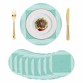 thumbnail image 1 of Bluish Green Greek Key Round 13 Inch Placemats Set of 8, Geometric Greece Ancient Farmhouse Geo HeatResistant Non Slip Place Mats for Dining Table, Wipeable Kitchen Table Mats for Housewarming, 1 of 9