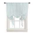 thumbnail image 1 of Bluish Green Stripes Tie Up Curtains for Kitchen Bathroom Bedroom Windows 63 Inch Length, Geometric Vertical Linens Modern Minimalism Balloon Drape Curtains Shade Rod Pocket Curtain Panel, 52"x45", 1 of 7