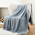 thumbnail image 1 of Battilo Bluish Grey Chenille Throw Blanket for Couch,Soft Knit Throws with Tassels for Living Room,50"x60", 1 of 8