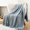 thumbnail image 1 of Battilo Bluish Grey Chenille Throw Blanket for Couch,Soft Knit Throws with Tassels for Living Room,50"x60", 1 of 8