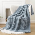 thumbnail image 1 of Battilo Bluish Grey Chunky Knit Throw Blanket,Handmade Cable Knit Crochet Blanket for Home Decor,50"x60", 1 of 8