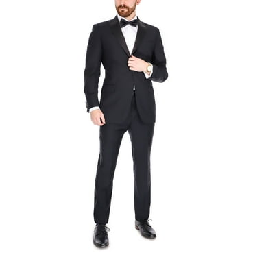 Blujacket Mens Black Peak Lapel Zignone Wool Regular Fit Tuxedo