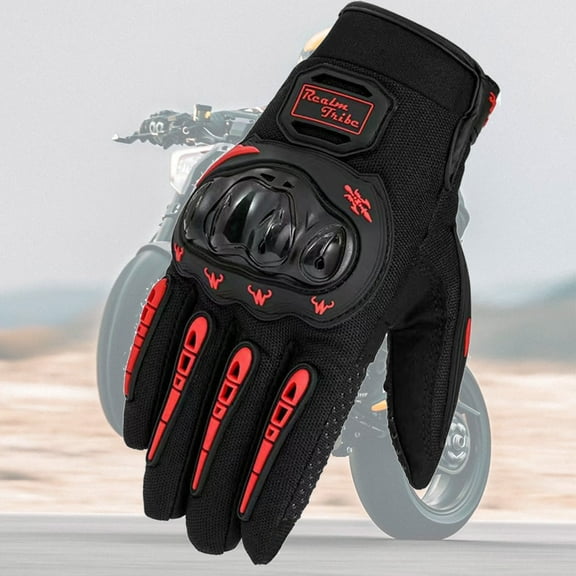 Blukids 1 Pair Motorcycle Gloves for Men Women,Breathable Touch Screen Motorcycle Gloves Non-Slip, Good Grip, Knuckle Full Protection, Suitable for Riding, Road Racing, ATV, Mountain Bike(Red)