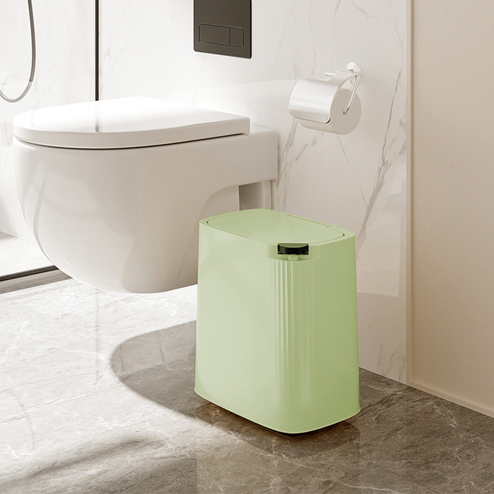 Blukids 12L Bathroom Trash Can with Lid, Bathroom Trash Bin Clearance ...