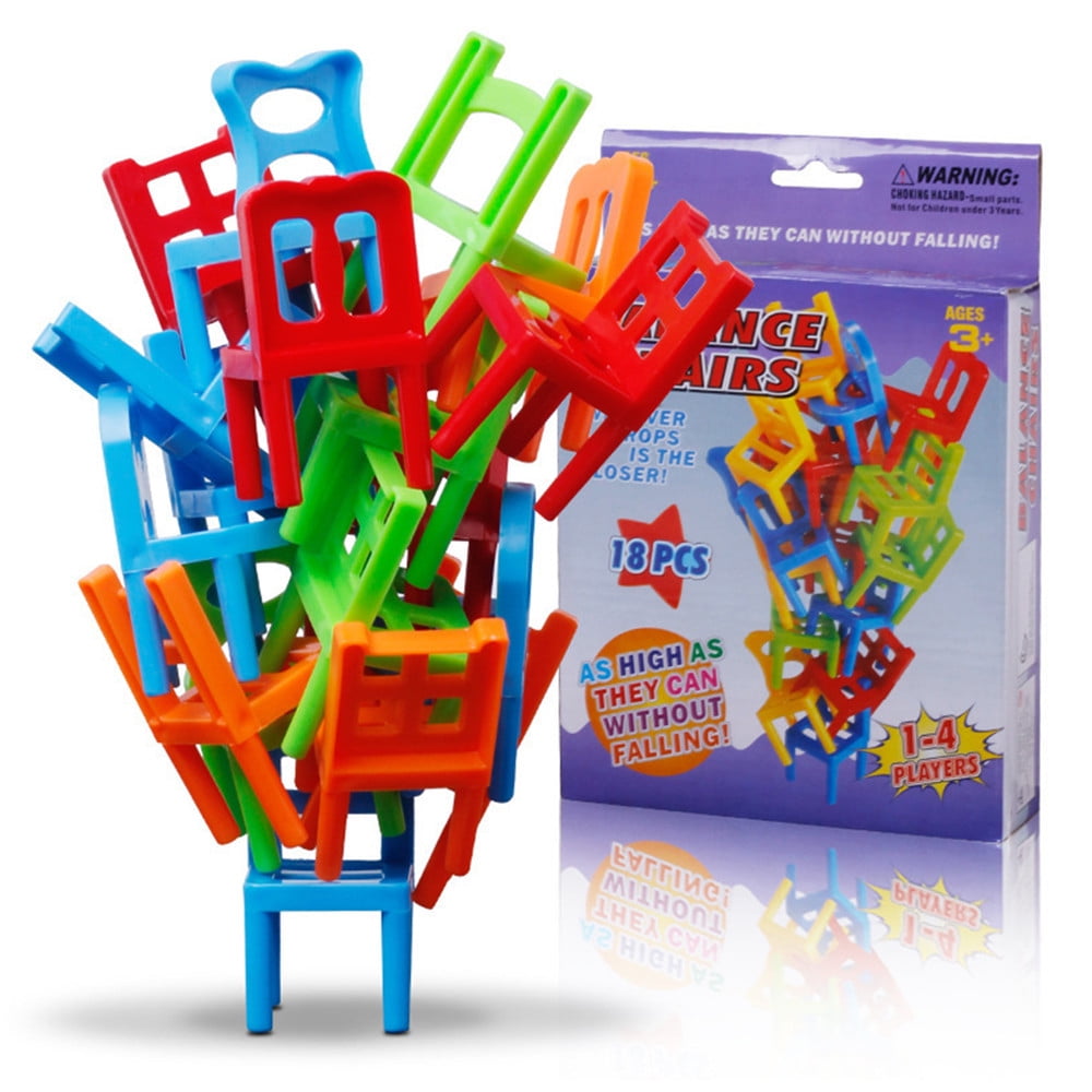 Blukids 18 Piece Colorful Stacking Chair Set, Stacking Montessori Toys