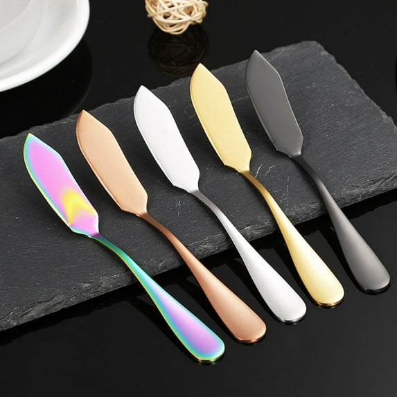 Blukids 1Pc Butter Knives Set, Colorful Cheese Spreader Set Stainless Steel Multicolor Cheese Knife in Black Gift Box for Party Weddings Bridal Shower Birthday, Kitchen Gadget(Black)