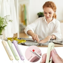 Blukids 2 in 1 Plug-in Needle Threader, Needle Threader Seam Ripper, Stretchable Remover Needle Threading Tool for Sewing, Crafts and Knitting Unthreading Supplies(Purple)