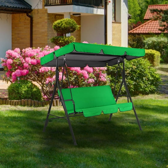 Blukids 210D Swing Canopy Replacement Cover and Swing Cushion Cover Waterproof 2 and 3 Seater Swing Top Cover and Chair Cover Garden Outdoor Patio Swing Seat Cover Replace,Green