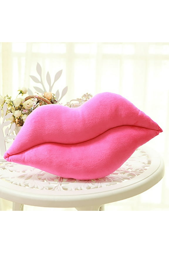 3D Lip Shaped Throw Pillow, Soft Plush Hot Pink Lip Pillow Throw Pillows Girls Valentine's Day Gift for Birthday Bed Living Room Sofa Office(Pink,30cm)