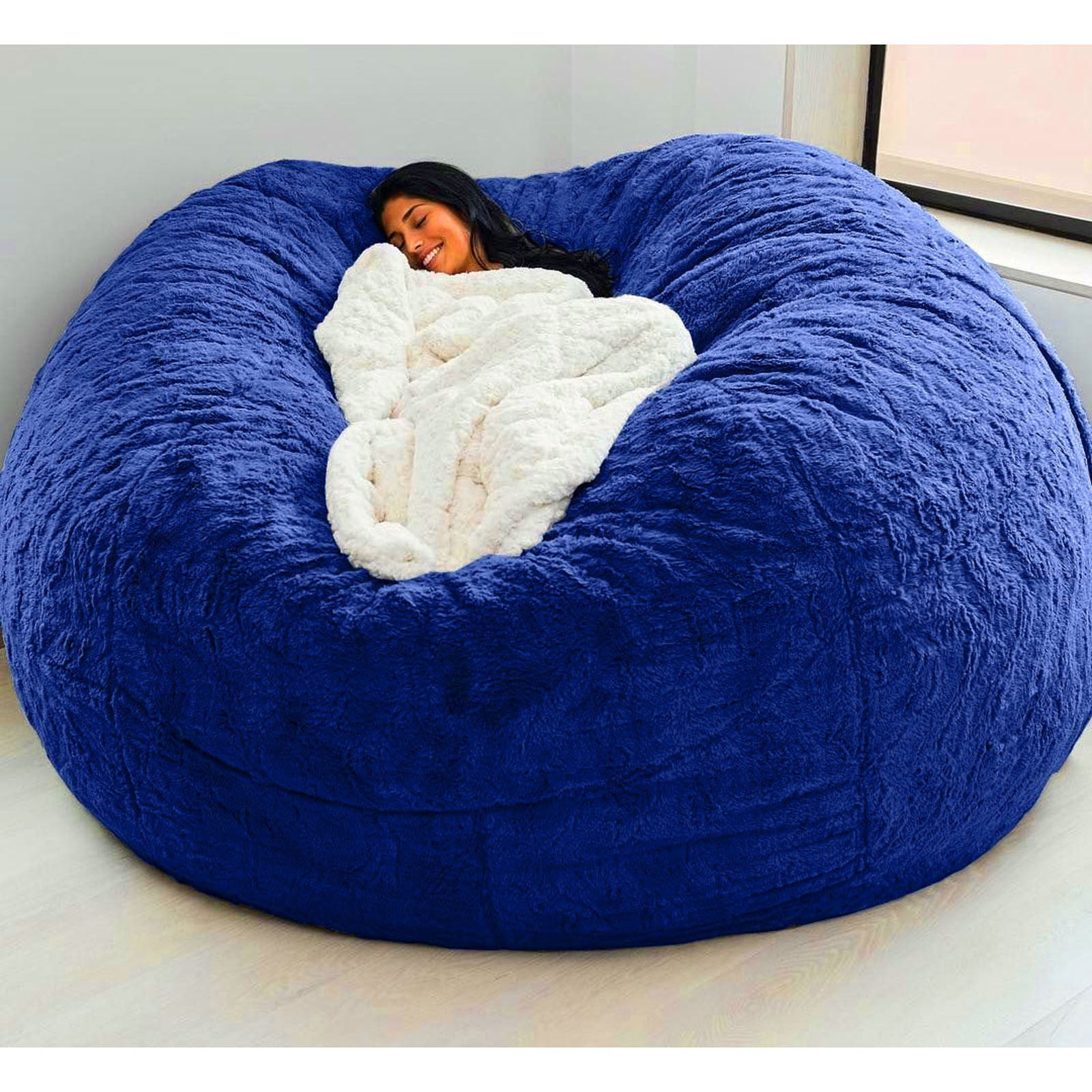 Blukids 70×35 inch Bean Bag Chair Cover (No Filler) for Adults and Kids, 300L Extra Large Stuffed Animal Storage Bean Bag Washable Soft Premium Corduroy Stuffable Bean Bag Cover(Blue)