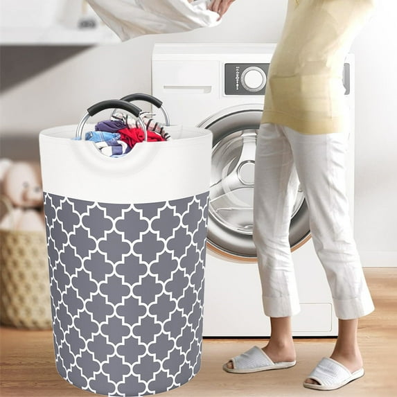 Blukids 90L Light Laundry Basket, Waterproof Laundry Hamper, Laundry Bag with Padded Handles, Clothes Hamper Stands Up Well, Collapsible Laundry Basket Easy Storage(Gray)
