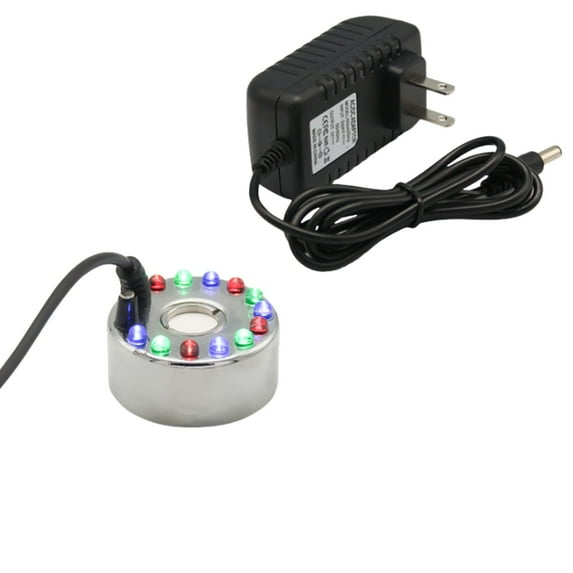 Blukids Aluminum Mist Maker Water Fountain Pond Fogger Air Humidifier Atomizer Mini Fog Machine with 12 Color Changing LED Lights(Atomizer)