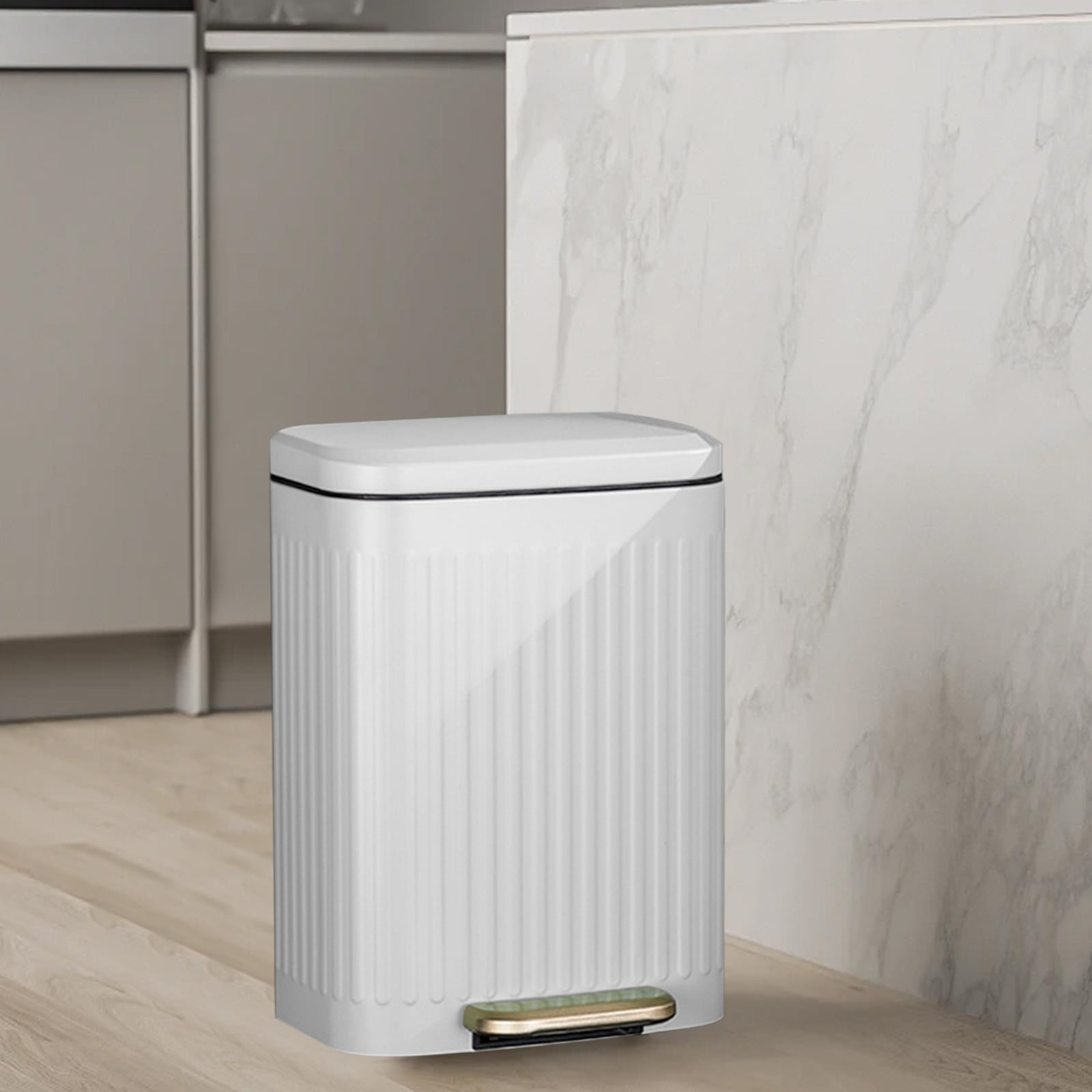 Blukids Bathroom Trash Can with Lid-10L/2.6 Gallon Stainless Steel Step ...