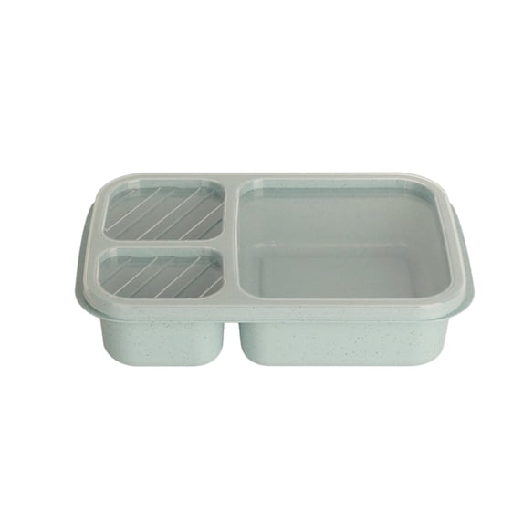 Blukids Bento Box, Leak Proof Lunch Box with 3 Compartments, Reusable Lunch Dinner Containers for Adults, Microwave Safe and Dishwasher Safe, Light Blue