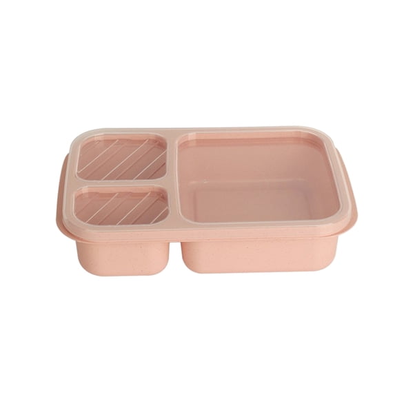 Blukids Bento Box, Leak Proof Lunch Box with 3 Compartments, Reusable Lunch Dinner Containers for Adults, Microwave Safe and Dishwasher Safe, Pink