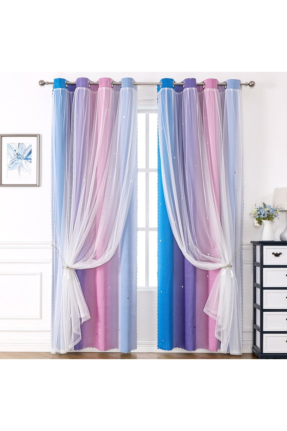 Blackout Curtains, Polyester Elegant Curtains 51" L×39" W ,100% Black Out Curtains for Bedroom Windows Living Room, 2 Panels Set