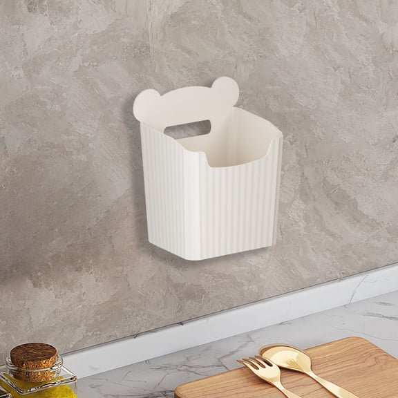 Blukids Cabinet Door Organizer Adhesive Mount Kitchen Wrap Organizer Container Plastic Storage Shelf Versatile,Plastic Wall Mount Storage Organizer Basket for Kitchen,Bathroom,Office, Bedroom(Beige)