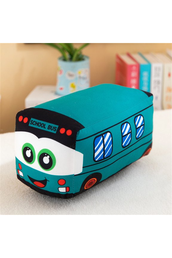 Car Plush Toy for Boys Girls, Soft Stuffed Car Plush Pillow Toy Cute School Bus Cartoon Throw Pillow Plushie Gifts for Kids Birthday Gift Christmas Party(Green)