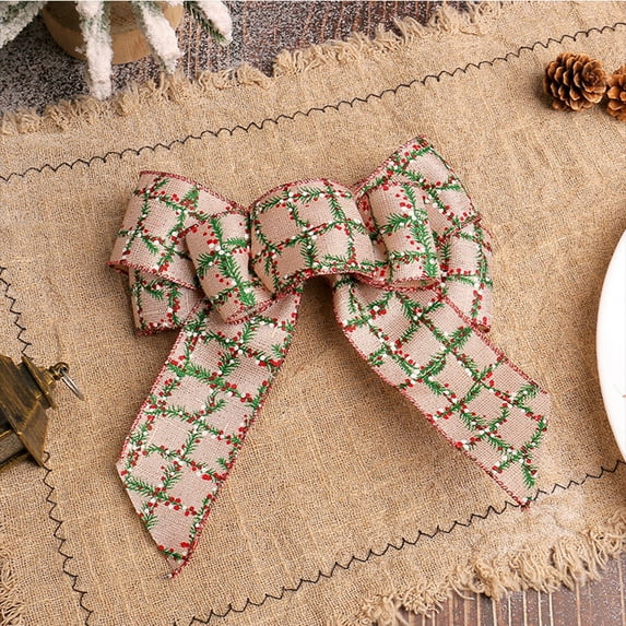 Blukids Christmas Buffalo Plaid Bow Clearance, Rustic Burlap Crafts Wreath Bow for Gift Box Holiday Weeding Kitchen Outdoor Indoor Decor(Pink)