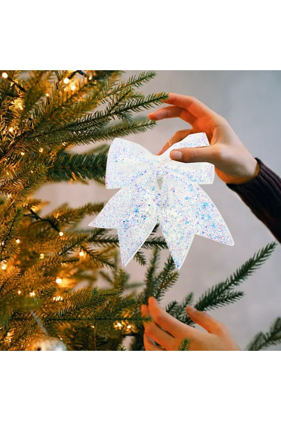 Christmas Gliter Bows Clearance for Christmas Tree Outside Wreaths, 11" Large Pearl Cotton Decorative Pendant Xmas Decorations for Outdoor Indoor Decor(M)