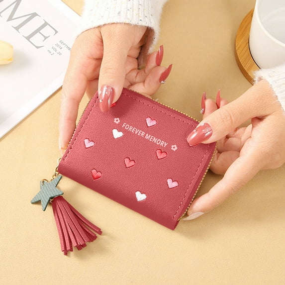 Blukids Credit Card Holder, Small RFID Card Wallet for Women, Slim Leather Card Holder Wallet, Credit Card Wallet Organizer, Pocket Business Card Case with Zipper & Keychain