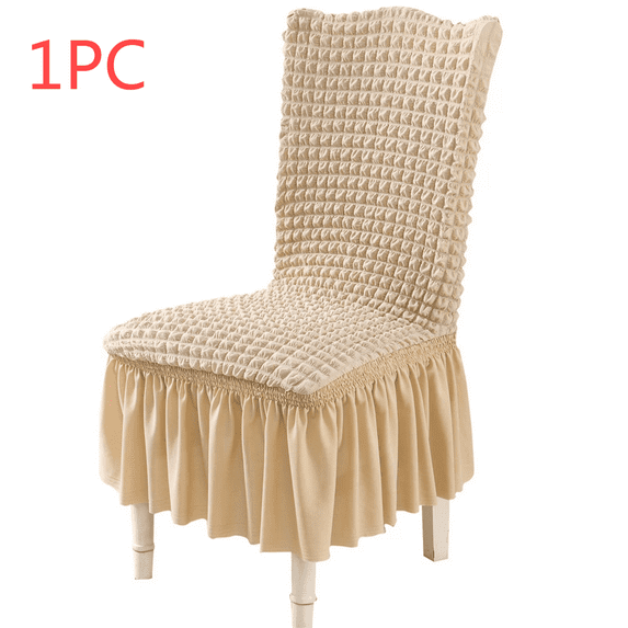 Blukids Dining Chair Covers with Skirt, Chair Covers for Dining Room Set of 4, Washable High Elastic Stretchable, Easy Fit Universal Furniture Protector for Kitchen Wedding Party Banquet,Yellow