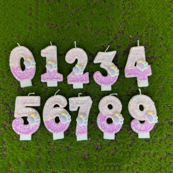 Blukids Dog Paw Pink Birthday Number 0-9 Candles For Cake Decoration Dog Paw Number Candle Dog Themed Birthday Cake Topper For Party Decorations Favors Supplies(0)