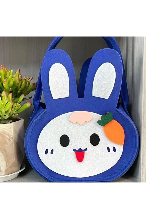 Easter Bunny Basket Bag Rabbit Bucket Tote for Easter Egg Hunts Easter Decors Candy Gift Basket(Blue)